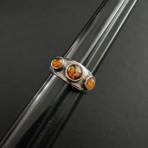 Artisan Amber Silver Ring